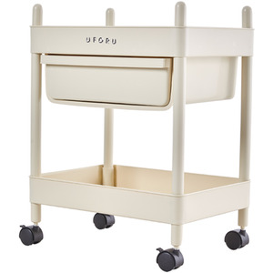 2-Tier Plastic Storage Cart with Drawer