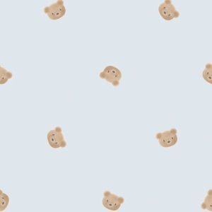 Cozy Bear Wallpaper in Soft Blue