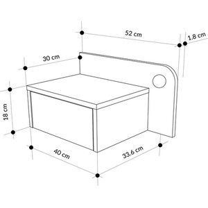 Floating Bedside Table with Drawer, LED Light, Sonoma Oak
