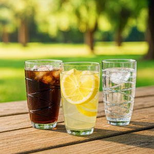 Clear Plastic Drinking Tumblers with Swirl Design - Parties, Picnics, Events