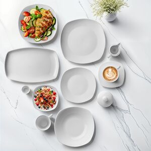 Dinner Set Salerno, 100-Pieces, Porcelain, For 12 People, Dishwasher Safe