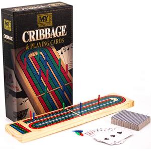 Traditional Cribbage Board Game Folding Family Tracks Pegs