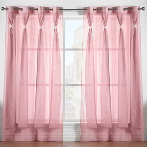 Linen Look Voile Ring Top Curtain Pair