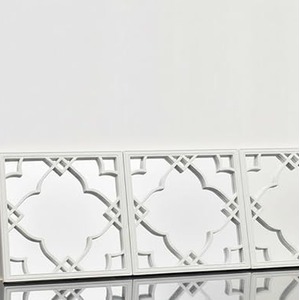 3 Moroccan Tile Wall Art Hanging Mirror White 25 Cm