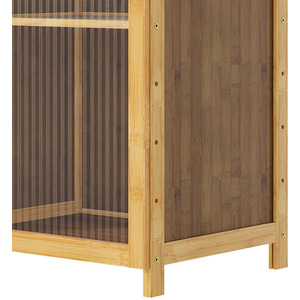 Brown & Wood & Translucent / 130cm Narrow Bookcase Storage Unit with Acrylic Doors shot 11446155