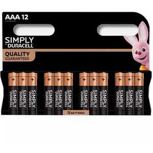 12x Duracell Simply Alkaline Power AAA Batteries