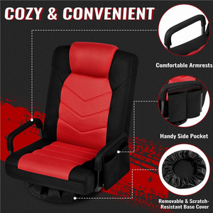 Red Yaheetech Floor Gaming Chair with Adjustable Backrest shot 11553784