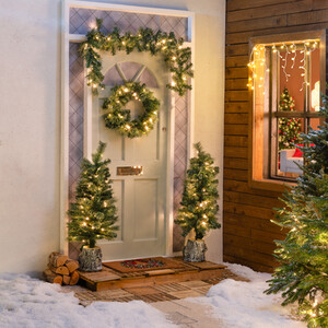 4 Piece Newbury Pre Lit Front Door Set