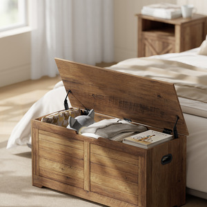 Bronze VASAGLE Chest, Bench, Blanket Box with 2 Safety Hinges, Shoe Bench shot 11637609