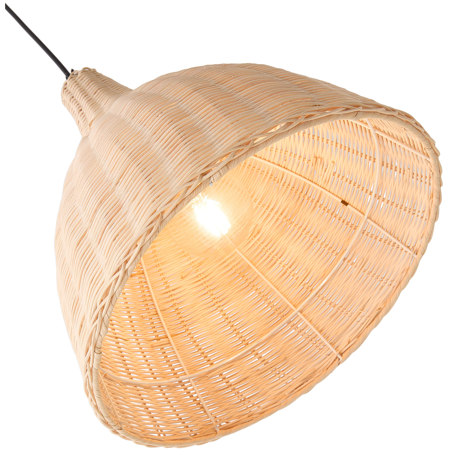 Handwoven Rattan Pendant Light - Beech Wood