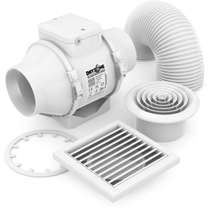 Dryzone In-Line Fan Kit Timer White 100mm
