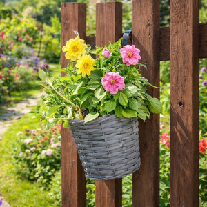 Faux Rattan Hanging Fence Pot