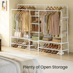 Clothes Rack with 9 Shelves, Open Wardrobe Metal Frame,