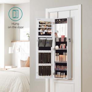 Jewellery Storage Cabinet with Lock, Full-Length Mirror Armoire
