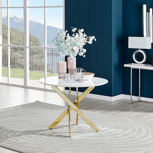 Novara 100cm White High Gloss Table Gold Legs