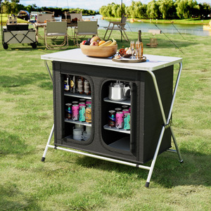 Darphe Outdoor Portable Camping Cooking Station with Shelves