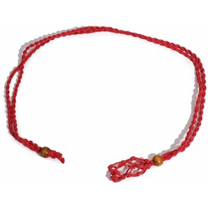 Red Gemstone Necklace Cord with Macrame Wrap  Wooden Bead
