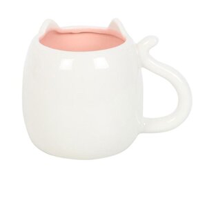 White Cat Shaped Mug Cute Feline Coffee Cup