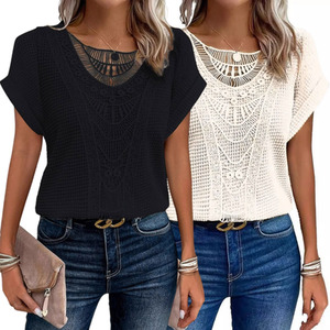 ELLA Women Crochet Lace Short Sleeve Top with Gift Bag