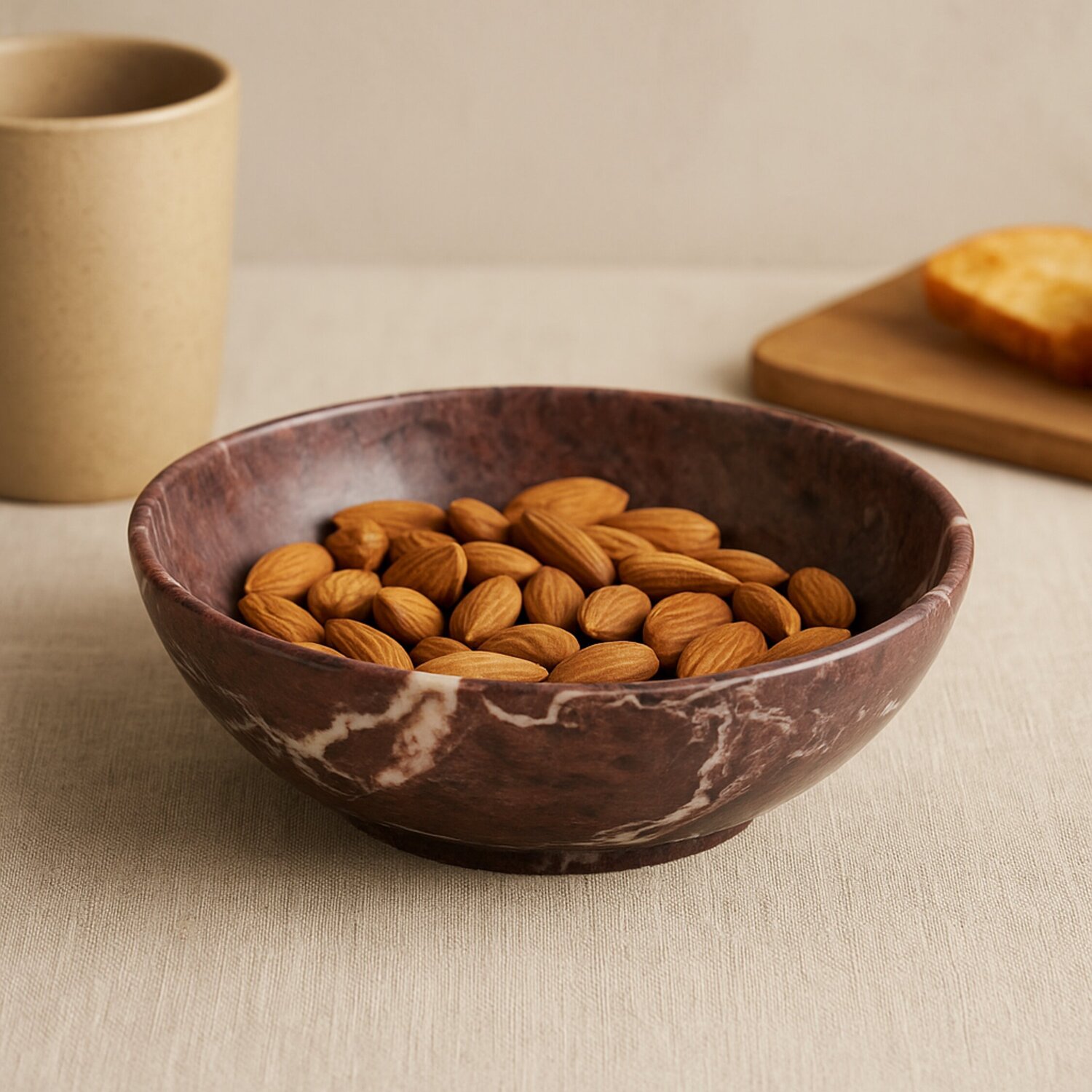 Marmore Red and White Marble Bowl - Brown