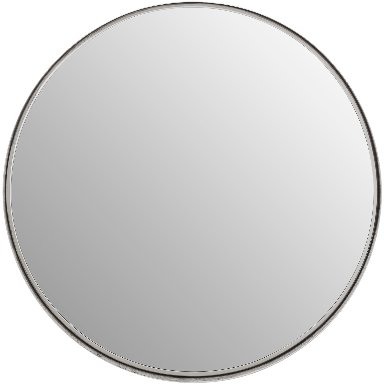 Fifty Five South Descartes Black Finish Round Wall Mirror - Silver
