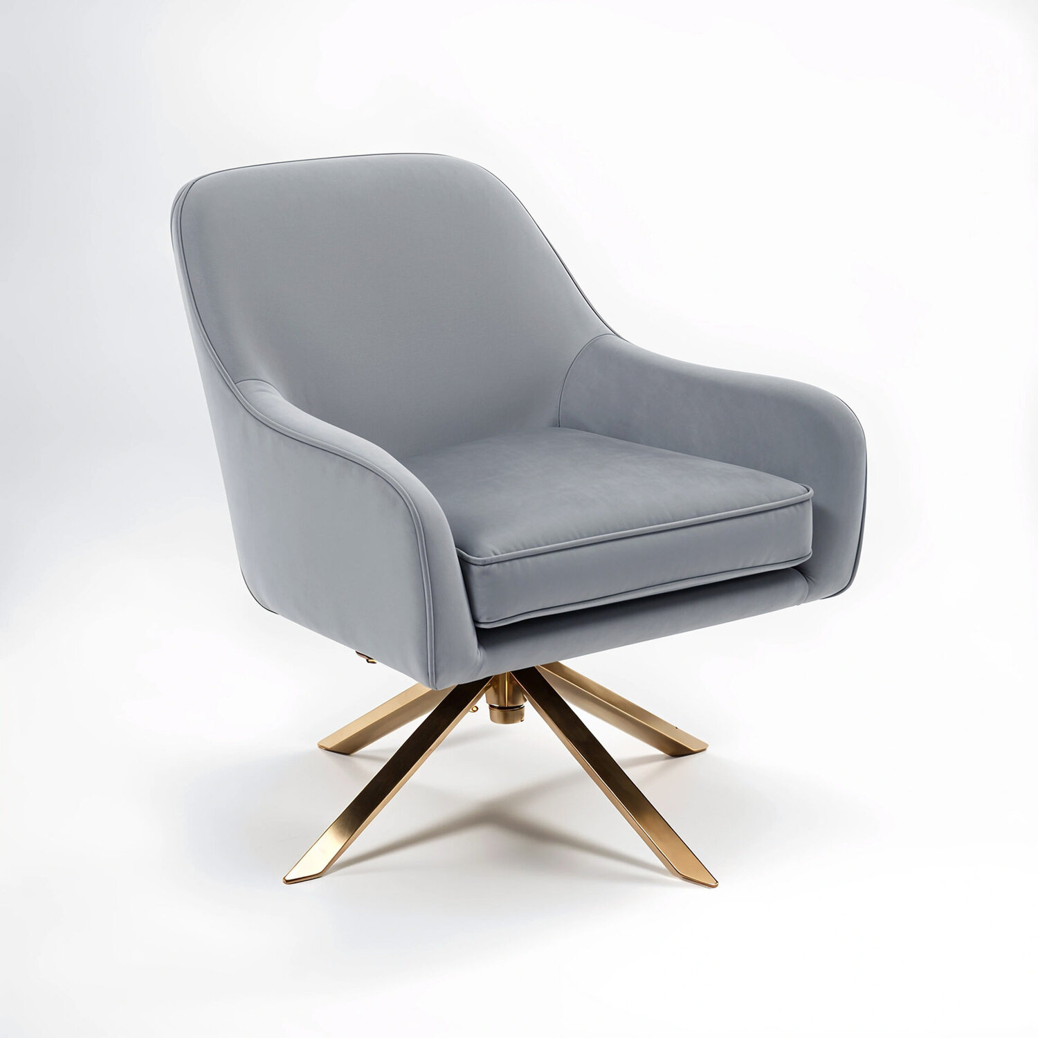 Avery Grey Velvet Swivel Chair - Grey
