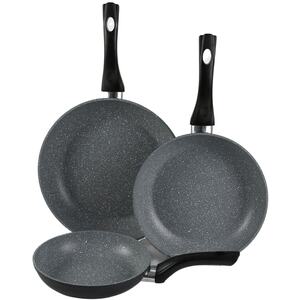 Forgecross 3 Piece Aluminium Non-Stick Frying Pan Set - Black - Set of 3