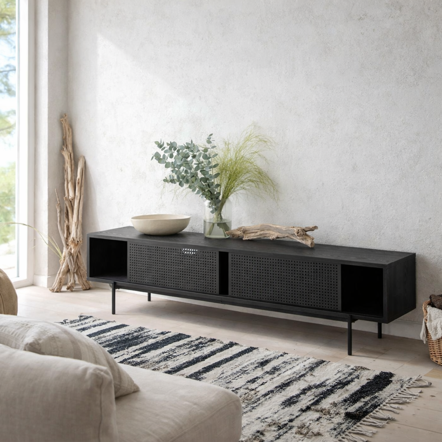 Cambridge Industrial Mesh TV Unit - Black