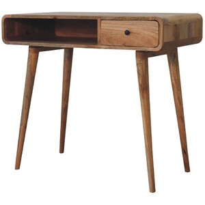 Solid Wood Curved Oak-ish Writing Desk