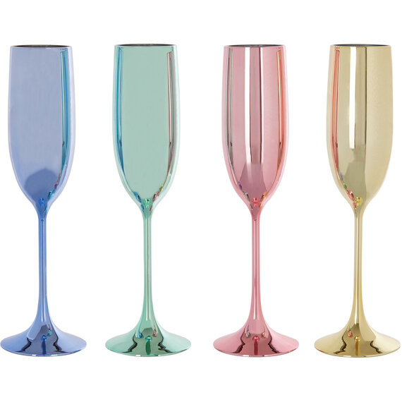 Mimo Set Of 4 Multicolour Champagne Glasses