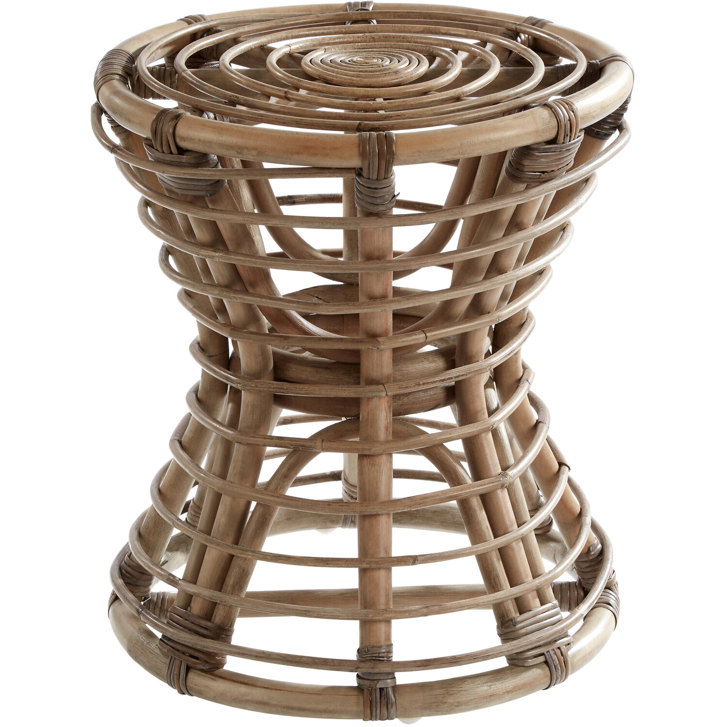 Maka Grey Natural Rattan Stool - Grey