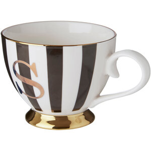 Duchess Black and White Monogram Mug, S