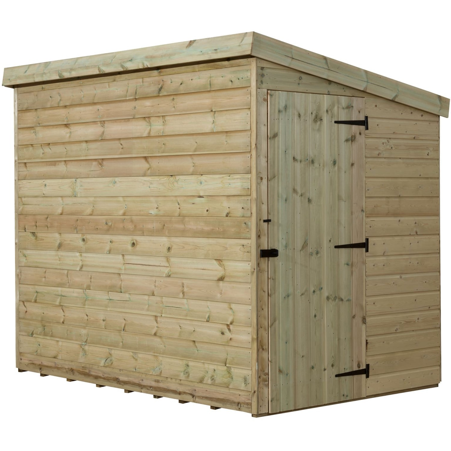 Empire 2000 7x4 Pent Garden Shed with a Single Door on Right Side Panel - Green