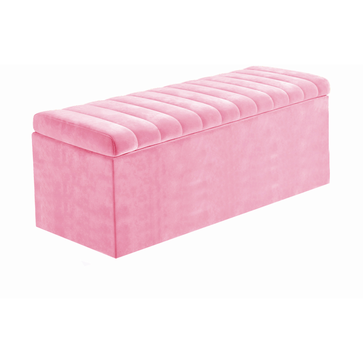 R&M Furnishers Plush Velvet Striped Upholstered Blanket Chest - Pink Plush Velvet