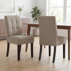 Harrington Pair of Mocha Weave Waffle Back Dining Chairs  Black Legs
