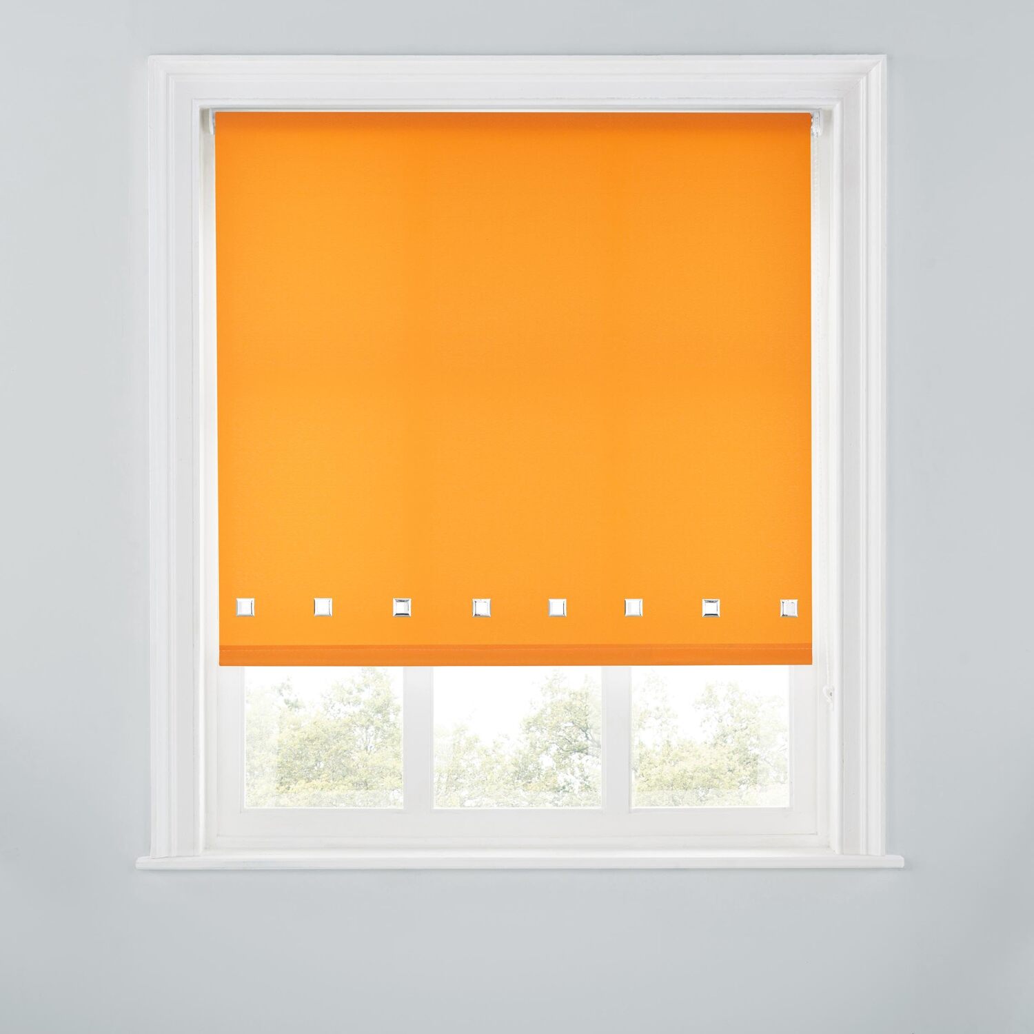 A.unique Home Premium Quality Trimmable Square Eyelet Window Roller Blind - Orange / 90Cm