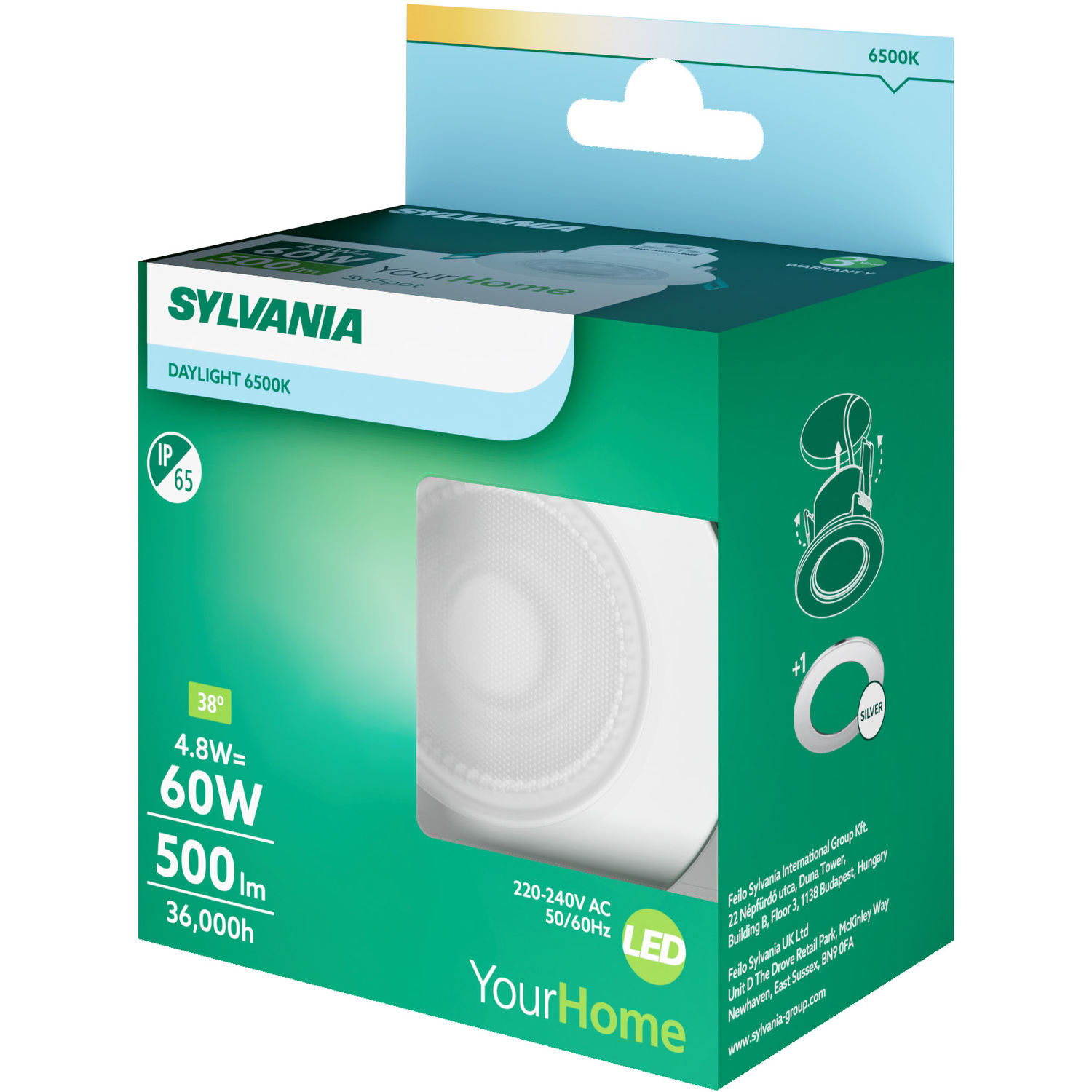 Sylvania Sylspot Led Recessed Spotlight Ip44 - Ral9003 0 12kg 4 7cm 500