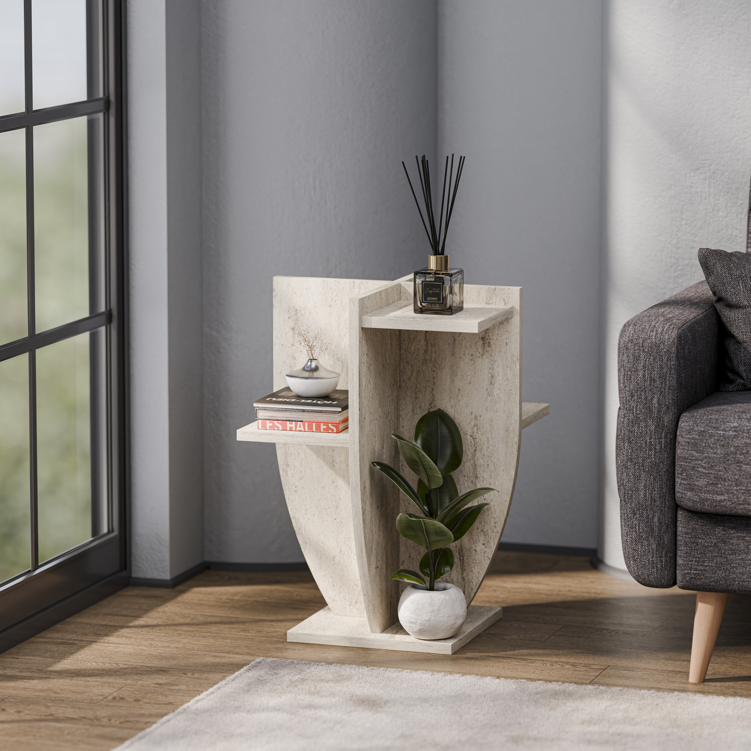 Ceki Plant Stand - Travertein