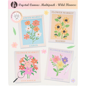 Pack of 4 Wild Flowers Crystal Canvases