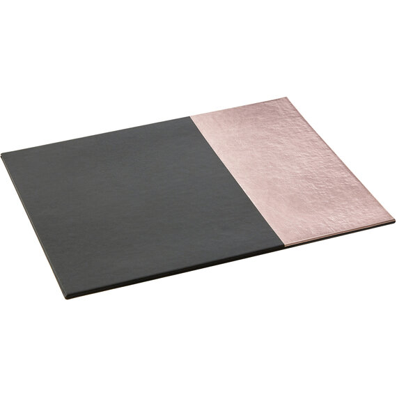 Geome Set of 4 Leather Effect Black and Rose Gold Placemats