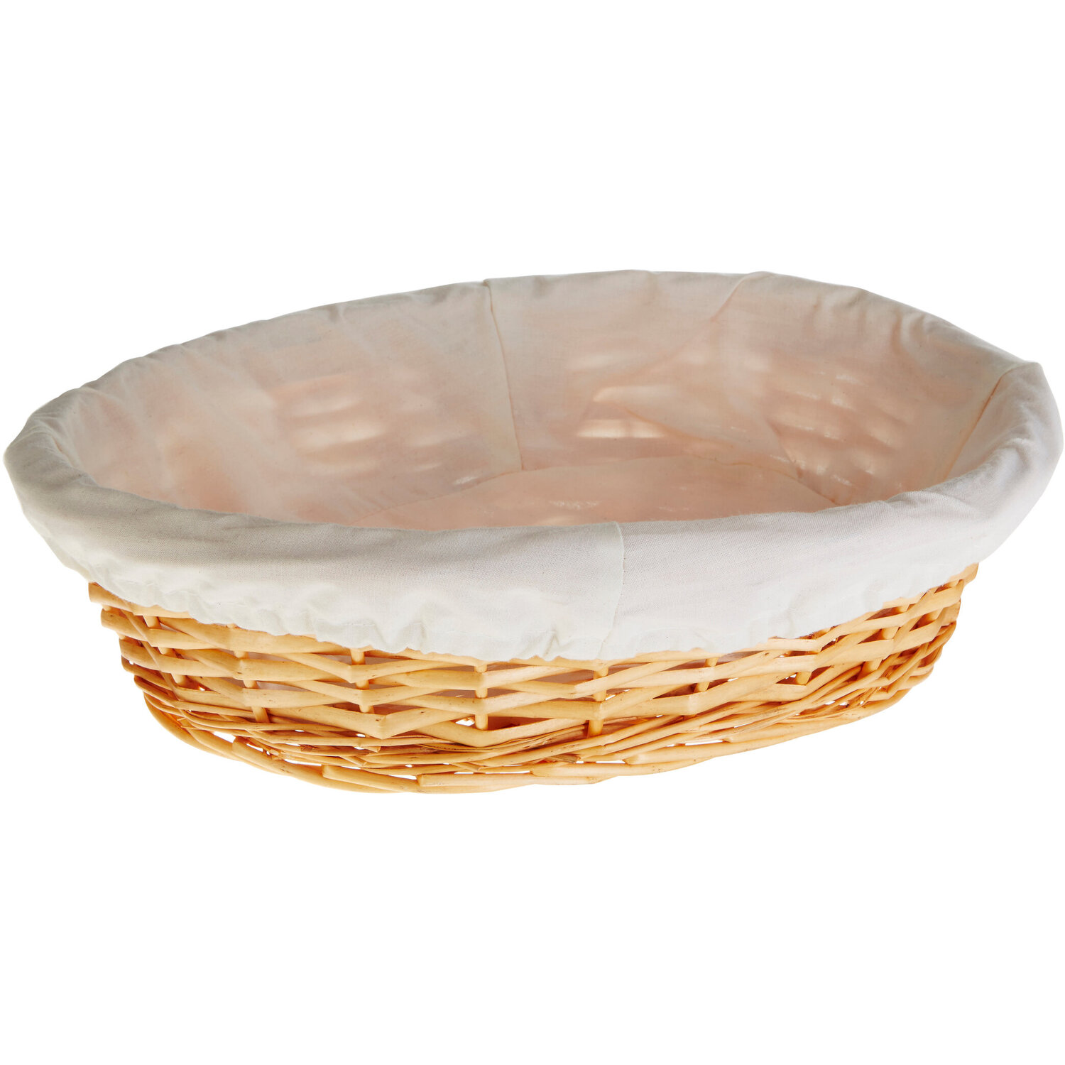 Willow Oval Wicker Bread Basket With Cream Inner - Natural