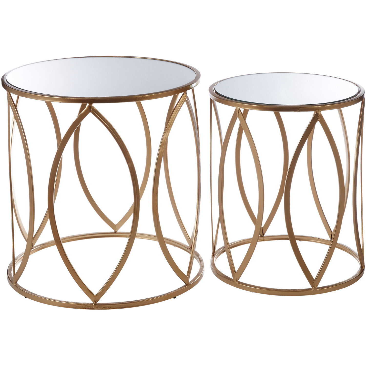 Arcana Set Of Two Gold Finish Side Tables - Gold, Clear