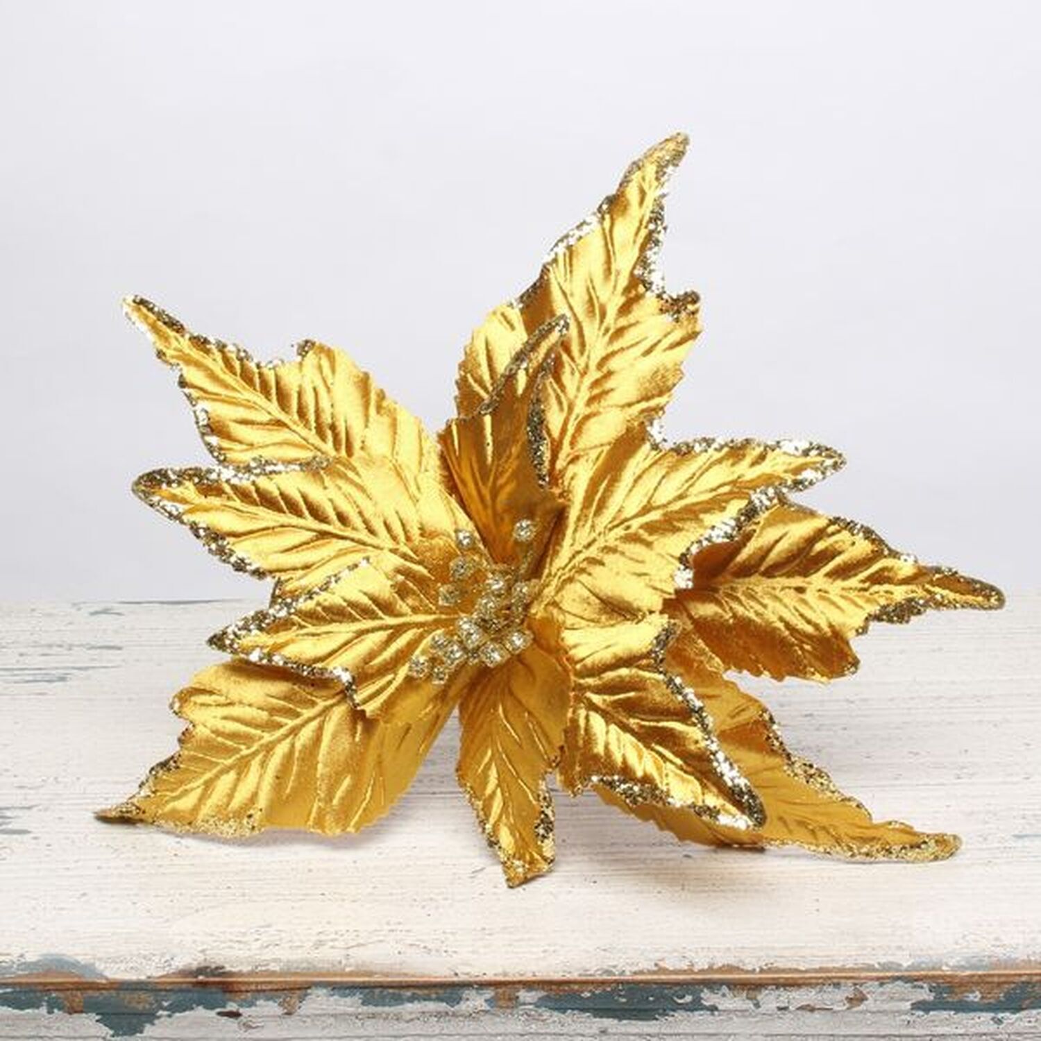 Large Poinsettia Pick 32cm - Gold