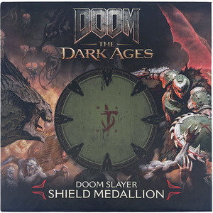 DOOM The Dark Ages Shield Saw Medallion and Art Card