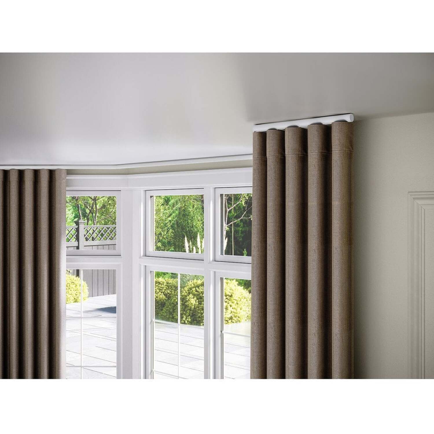 28mm Styleline Gliding Curtain Pole Set with End Cap - White - White / 280cm