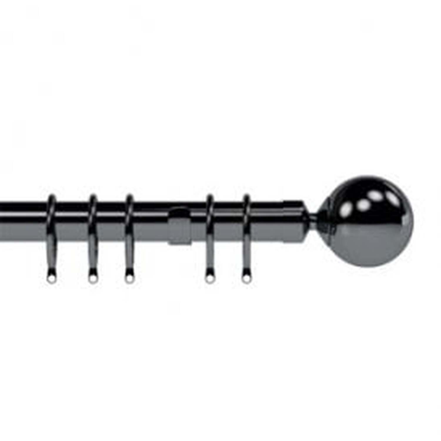 28mm Nikola Polished Graphite Ball End Metal Curtain Pole Set - Polished Graphite / 300cm