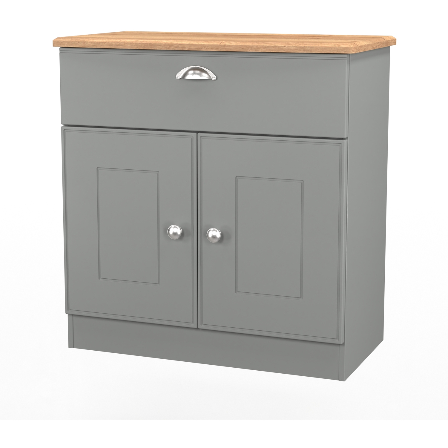Victoria Ready Assembled 1 Drawer 2 Door Sideboard - Dusk Grey Riviera Oak