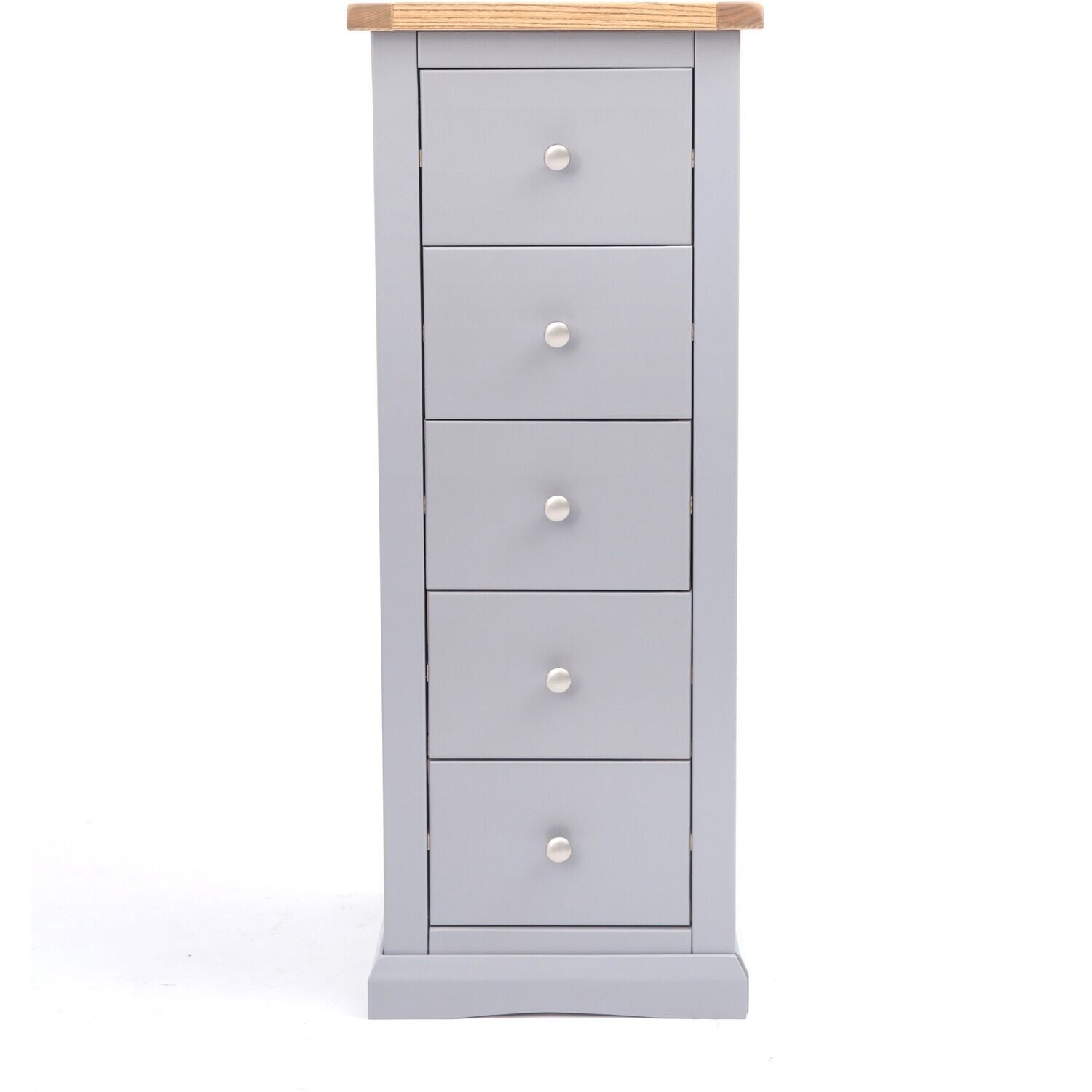 Cabinet Bits Unisex Grey Rocca Drawer Narrow Chest Of Drawers Chrome Knob In Size 5 - Image 3