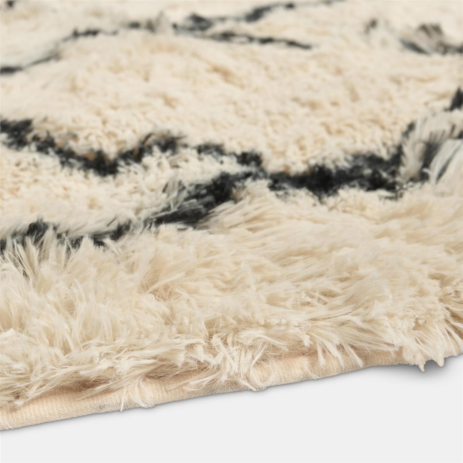 Ohs Printed Fluffy Simple Geometric Rug - Monochrome / 160X230