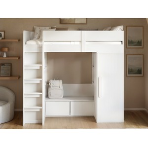 Aspen Ribbed High Sleeper with Storage & Wardrobe